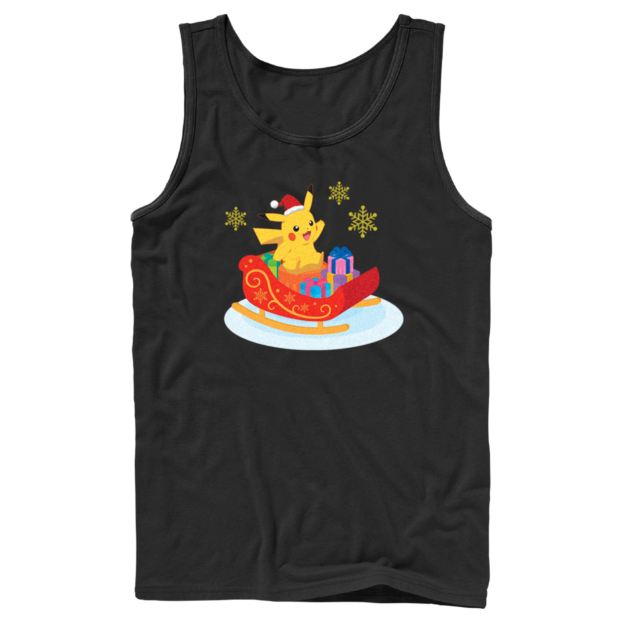 Men's Pokemon Christmas Pikachu Sleigh Tank Top Men's Pokemon Christmas Pikachu Sleigh Tank Top