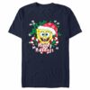 Men’s SpongeBob SquarePants Happy Holidays Santa Hat T-Shirt