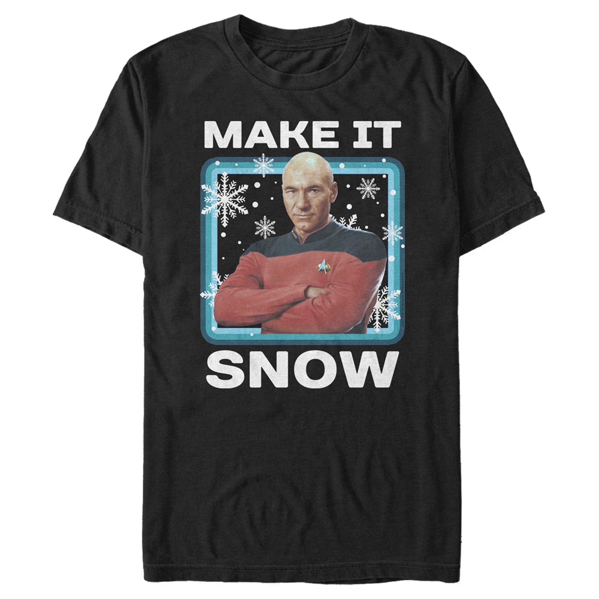 Men's Star Trek The Next Generation Captain Picard Make It Snow T-Shirt Men's Star Trek The Next Generation Captain Picard Make It Snow T-Shirt