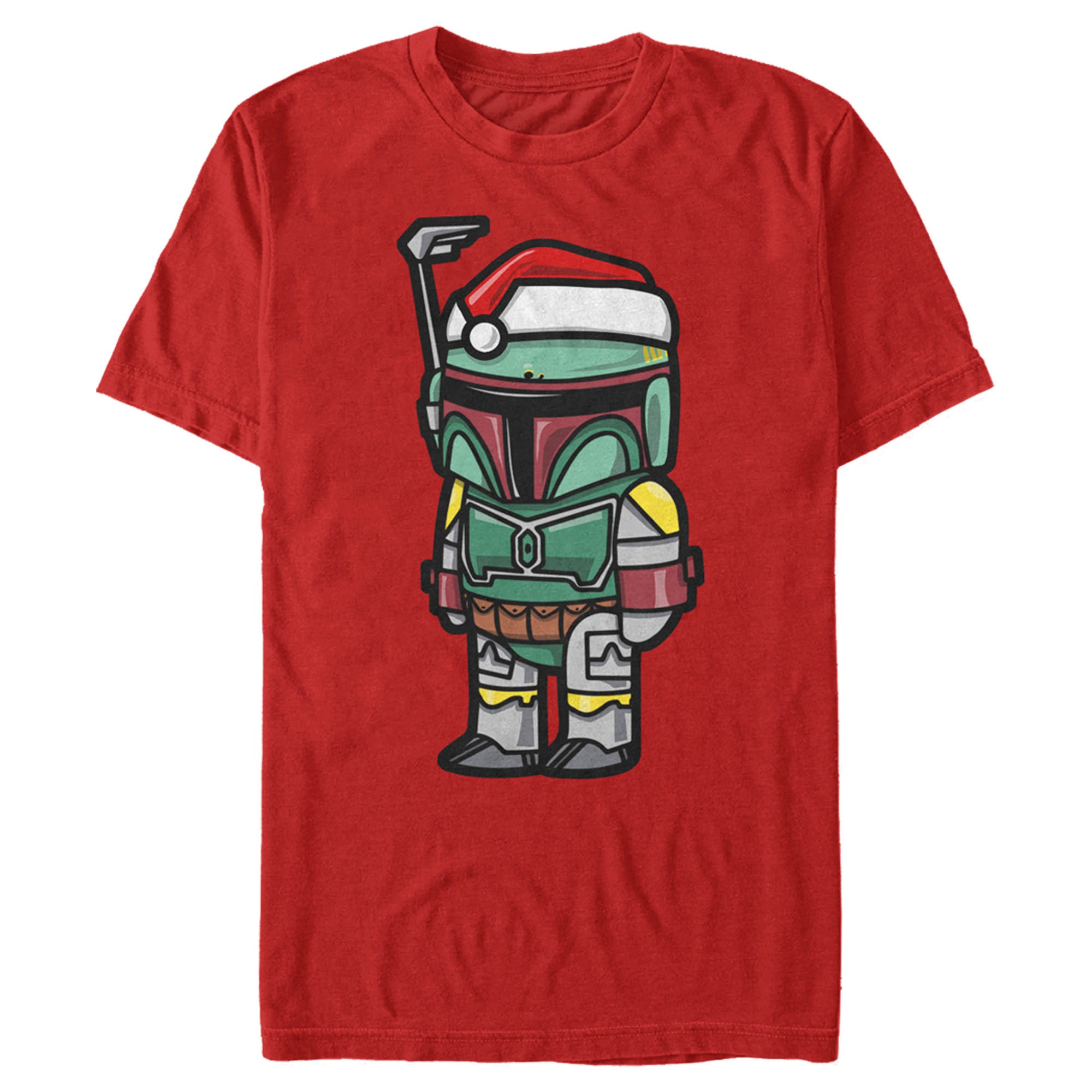 Men's Star Wars Boba Fett Santa Hat Cartoon T-Shirt Men's Star Wars Boba Fett Santa Hat Cartoon T-Shirt