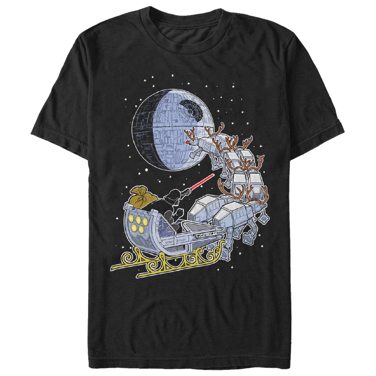 Men's Star Wars Christmas Darth Vader Santa's Sleigh T-Shirt Men's Star Wars Christmas Darth Vader Santa's Sleigh T-Shirt
