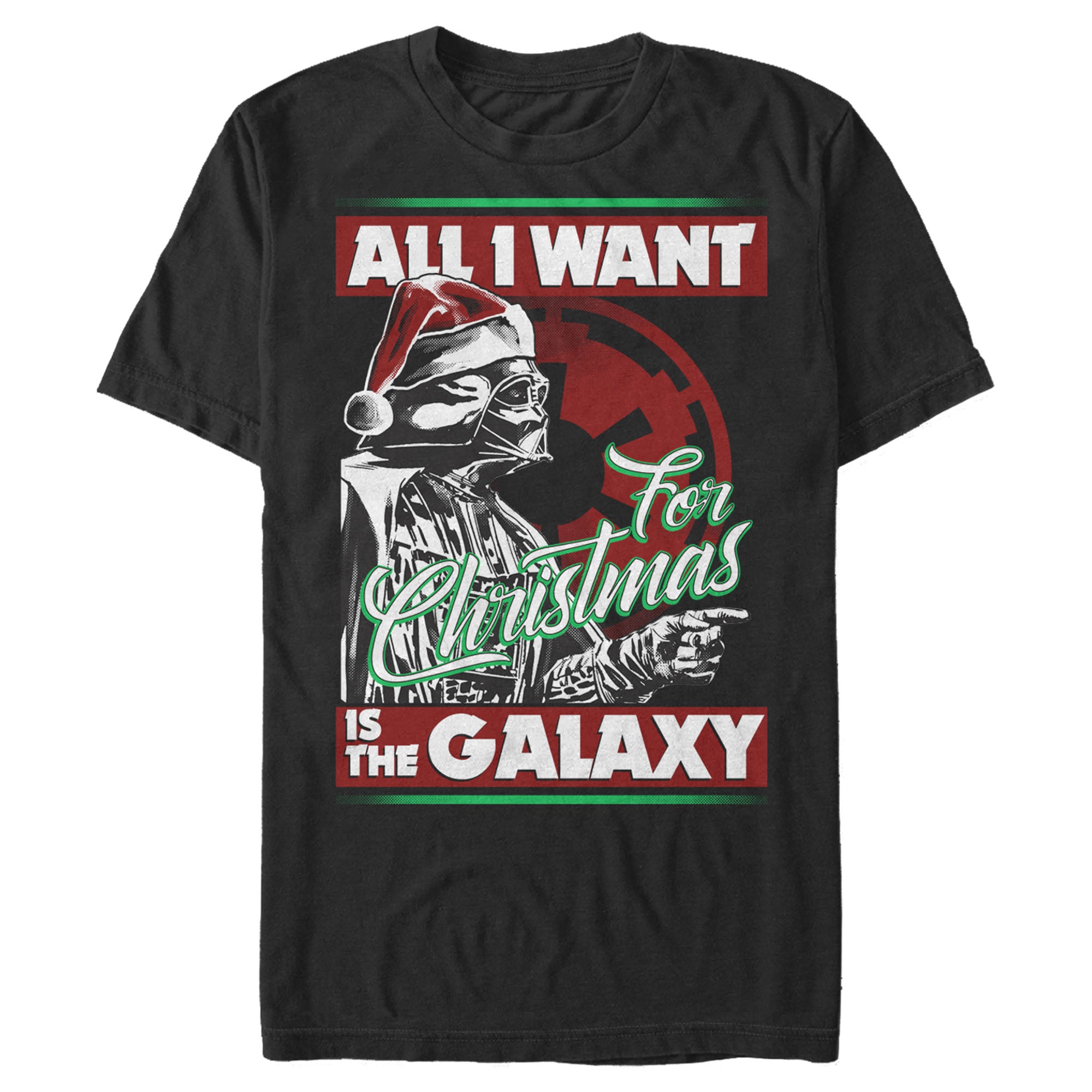 Men's Star Wars Christmas Vader Wants the Galaxy T-Shirt Men's Star Wars Christmas Vader Wants the Galaxy T-Shirt