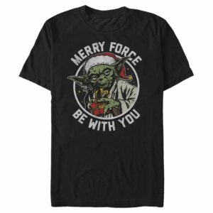 Men’s Star Wars Christmas Yoda May the Force T-Shirt