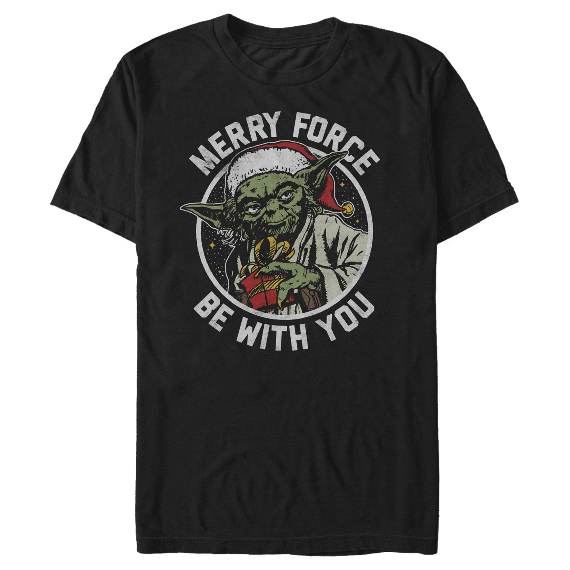 Men's Star Wars Christmas Yoda May the Force T-Shirt Men's Star Wars Christmas Yoda May the Force T-Shirt