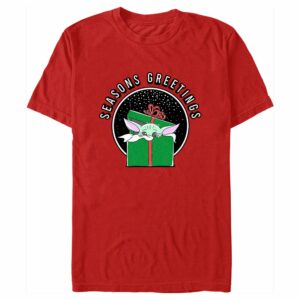 Men’s Star Wars The Mandalorian Christmas Grogu Seasons Greetings T-Shirt