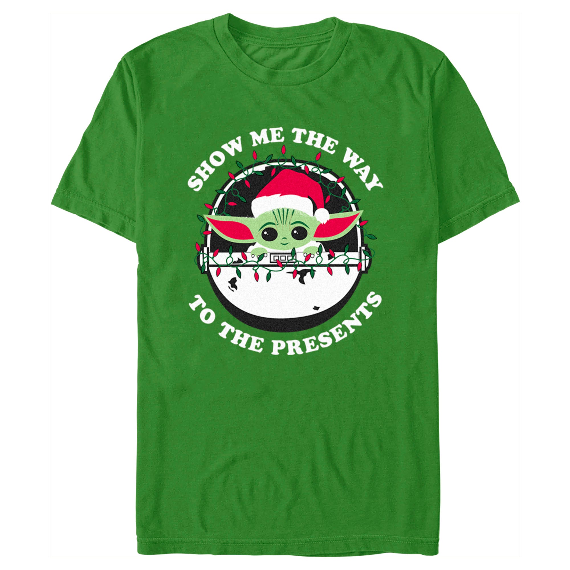 Men's Star Wars The Mandalorian Christmas Grogu Show Me the Way to the Presents T-Shirt Men's Star Wars The Mandalorian Christmas Grogu Show Me the Way to the Presents T-Shirt