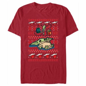 Men’s Star Wars The Mandalorian Christmas Grogu Sweater Print T-Shirt