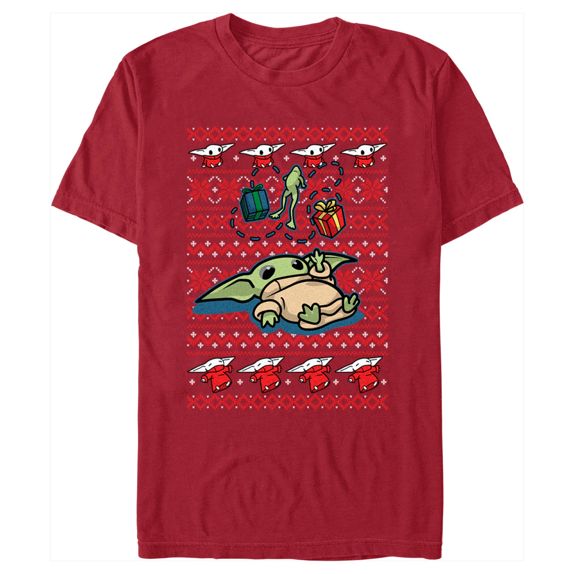 Men's Star Wars The Mandalorian Christmas Grogu Sweater Print T-Shirt Men's Star Wars The Mandalorian Christmas Grogu Sweater Print T-Shirt
