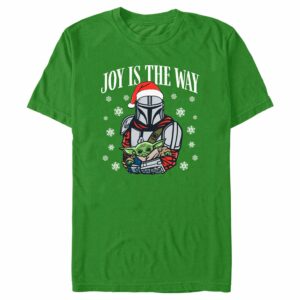 Men’s Star Wars The Mandalorian Christmas Grogu and Din Djarin Joy is the Way T-Shirt