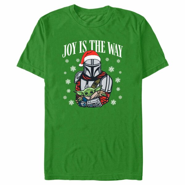 Men’s Star Wars The Mandalorian Christmas Grogu and Din Djarin Joy is the Way T-Shirt