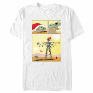 Men’s Star Wars The Mandalorian IG-11 Christmas Tree Comic T-Shirt