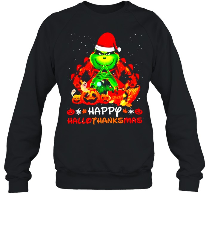 Santa Grinch Happy Hallothanksmas Halloween 2021 shirt Santa Grinch Happy Hallothanksmas Halloween 2021 shirt