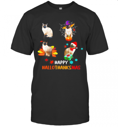 Siamese Cat Happy Hallothanksmas T-Shirt Siamese Cat Happy Hallothanksmas T-Shirt