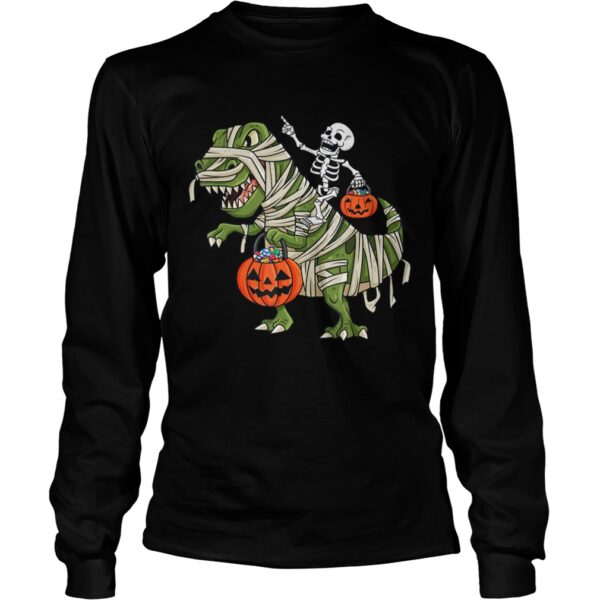 Skeleton Riding T Rex Funny Halloween Boys Girls KidsTShirt