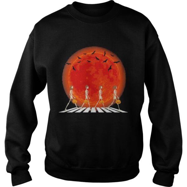 Skeleton Walking crossing the line Halloween sunset shirt