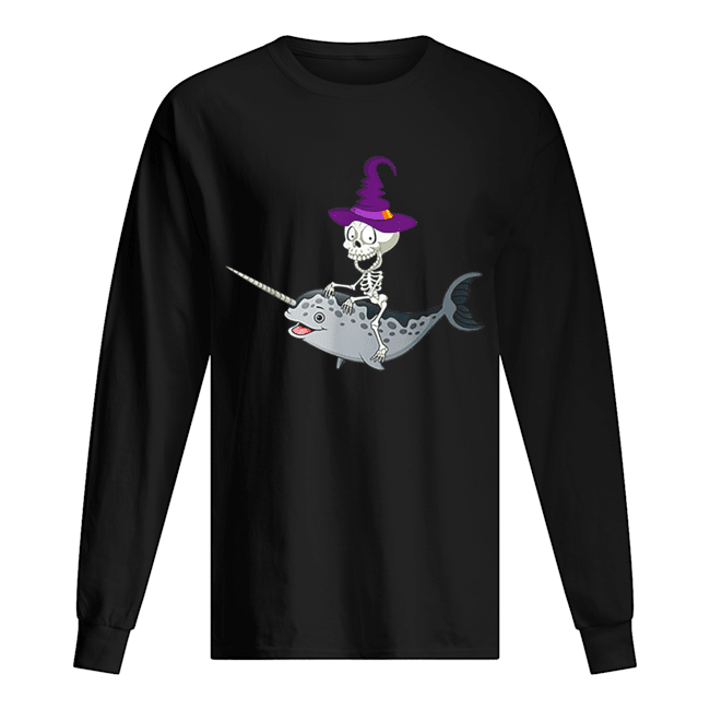 Skeleton Witch Riding Narwhal Halloween shirt Skeleton Witch Riding Narwhal Halloween shirt