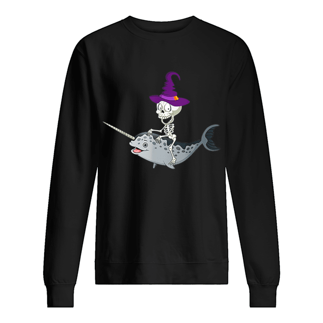 Skeleton Witch Riding Narwhal Halloween shirt Skeleton Witch Riding Narwhal Halloween shirt