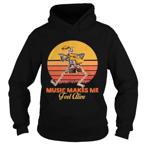 Skeleton play guitar music makes me feel alive vintage retro shirt
