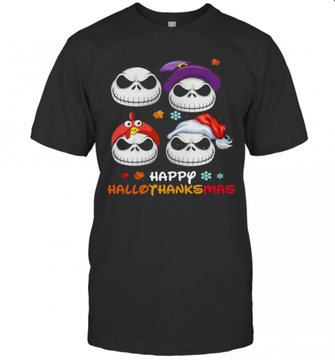 Skellington Halloween And Merry Christmas Happy Hallothanksmas T-Shirt Skellington Halloween And Merry Christmas Happy Hallothanksmas T-Shirt