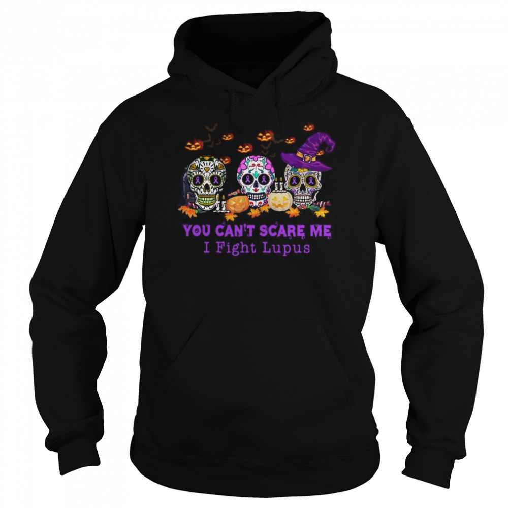 Skulls Pumpkins You Cant Scare Me I Fight Lupus Halloween shirt Skulls Pumpkins You Cant Scare Me I Fight Lupus Halloween shirt