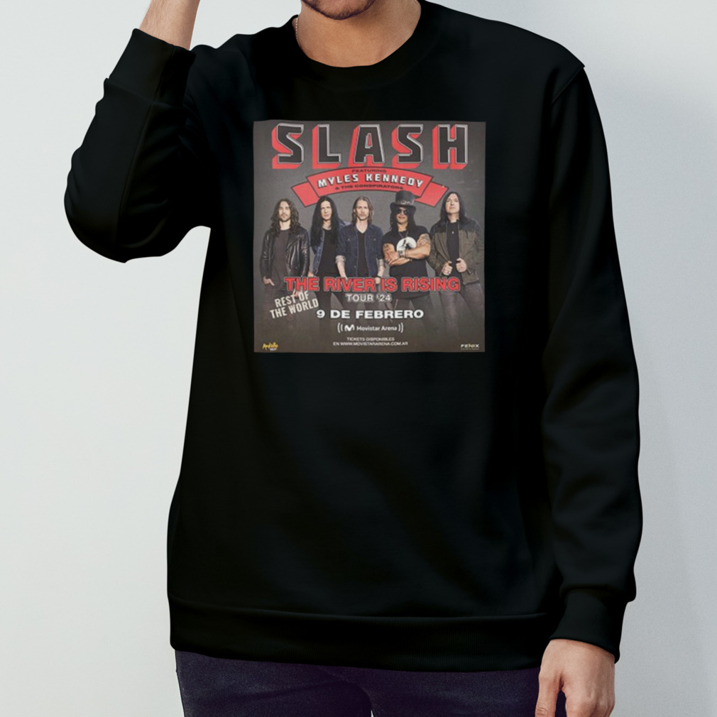 Slash ft Myles Kennedy And The Conspirators The River Is Rising Tour ’24 Rest Of The World T-Shirt Slash ft Myles Kennedy And The Conspirators The River Is Rising Tour ’24 Rest Of The World T-Shirt