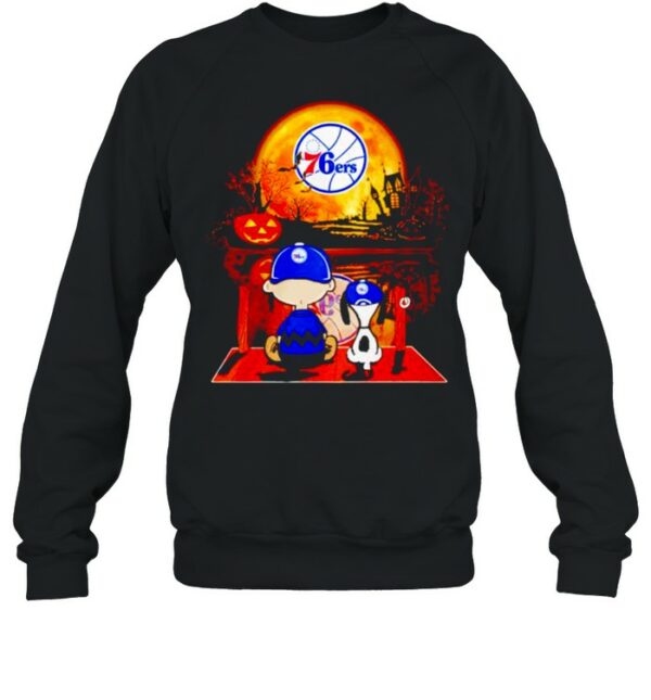 Snoopy and Charlie Brown Philadelphia 76ers happy Halloween shirt