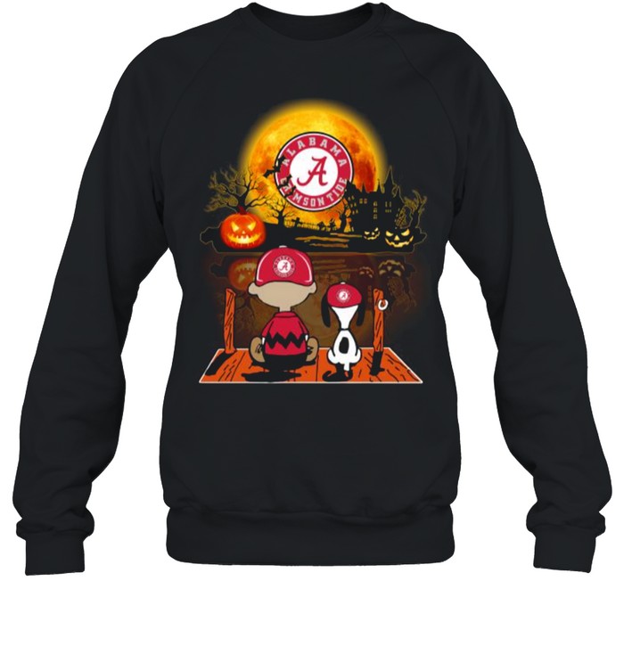Snoopy and Charlie Brown Pumpkin Alabama Crimson Tide Halloween Moon shirt Snoopy and Charlie Brown Pumpkin Alabama Crimson Tide Halloween Moon shirt