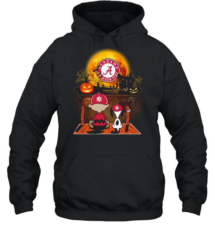 Snoopy and Charlie Brown Pumpkin Alabama Crimson Tide Halloween Moon shirt Snoopy and Charlie Brown Pumpkin Alabama Crimson Tide Halloween Moon shirt