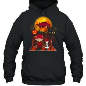 Snoopy and Charlie Brown Pumpkin Arkansas Razorbacks Halloween Moon shirt 3