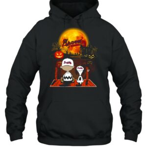 Snoopy and Charlie Brown Pumpkin Braves Halloween Moon shirt 3