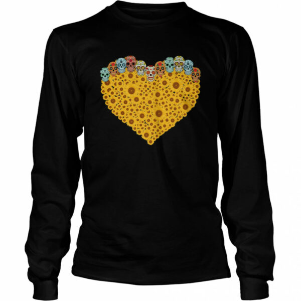 Sugar Skull Head Sunflower Heart shirt