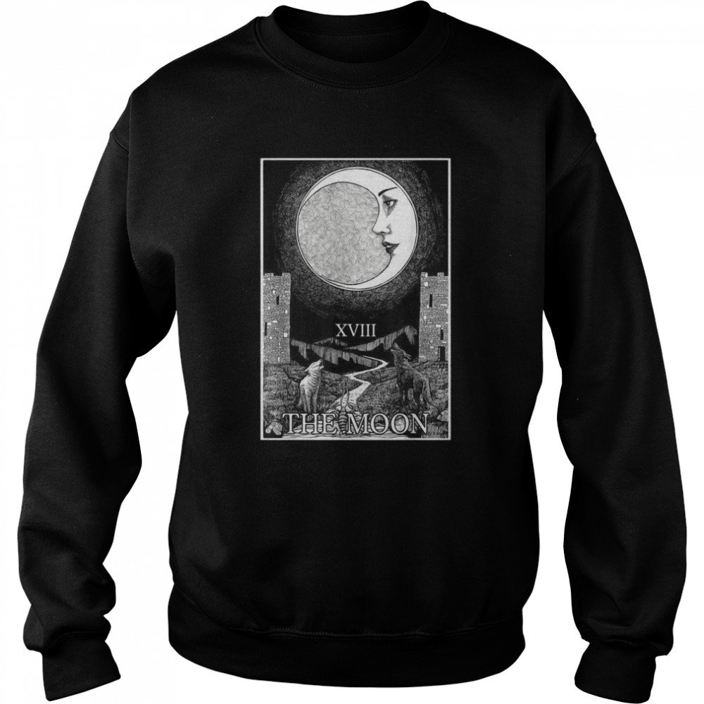 The Moon and Dogs Tarot Card Occult Goth Halloween Gothic T-shirt The Moon and Dogs Tarot Card Occult Goth Halloween Gothic T-shirt