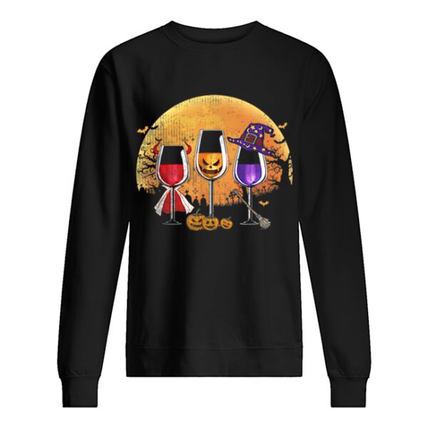 Three wine glasses Halloween Pumpkin Halloween gifts shirt