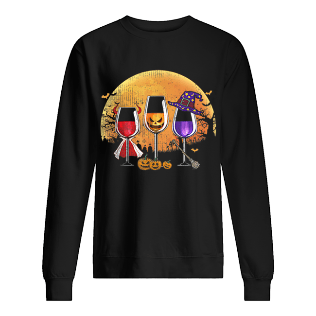 Three wine glasses Halloween Pumpkin Halloween gifts shirt Three wine glasses Halloween Pumpkin Halloween gifts shirt