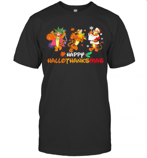 Tigger Happy Hallothanksmas Halloween Thanksgiving Christmas T-Shirt Tigger Happy Hallothanksmas Halloween Thanksgiving Christmas T-Shirt