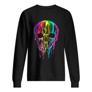 Top Colorful Melting Skull Halloween Kids Art Graphic shirt