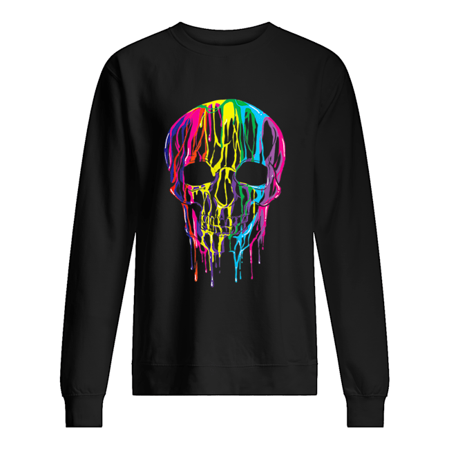 Top Colorful Melting Skull Halloween Kids Art Graphic shirt Top Colorful Melting Skull Halloween Kids Art Graphic shirt