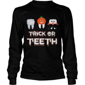 Trick or teeth pumpkin witch halloween shirt