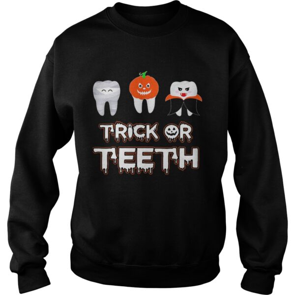 Trick or teeth pumpkin witch halloween shirt