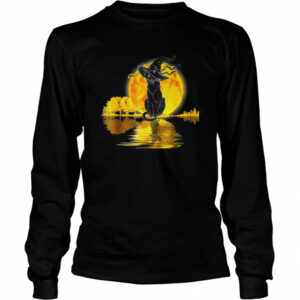Vintage Halloween Scary Black Cat Witch Hat Moon Witchy shirt