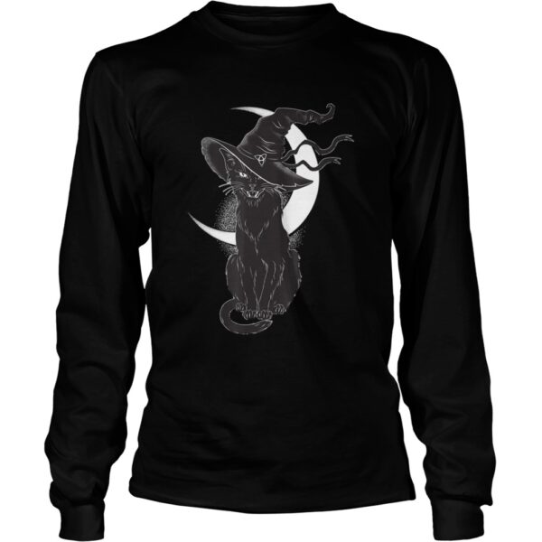 Vintage Scary Halloween Black Cat Costume Witch Hat amp Moon TShirt