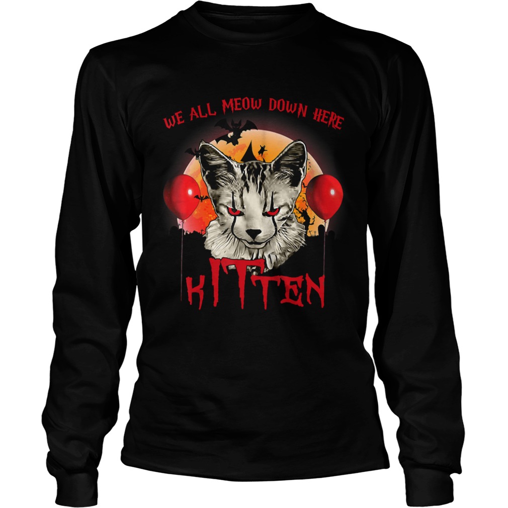 We All Meow Down Here Clown Cat Kitten Halloween TShirt We All Meow Down Here Clown Cat Kitten Halloween TShirt