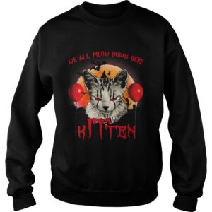 We All Meow Down Here Clown Cat Kitten Halloween TShirt 3