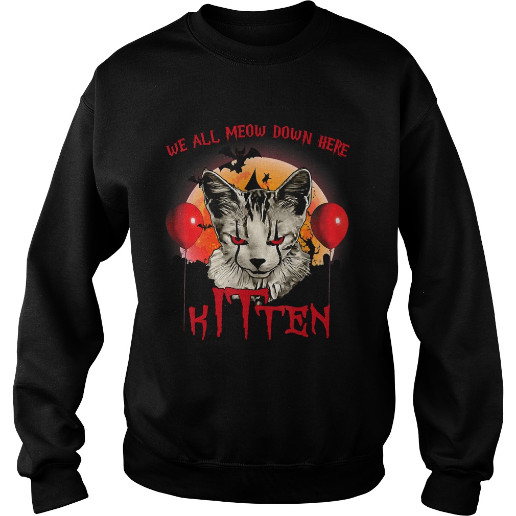 We All Meow Down Here Clown Cat Kitten Halloween TShirt We All Meow Down Here Clown Cat Kitten Halloween TShirt