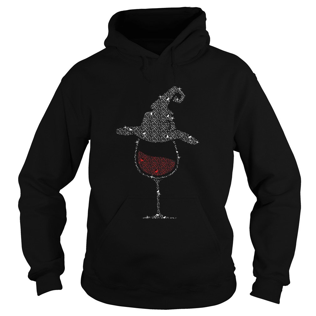 Wine Glass With Witch Hat Halloween Tshirt Wine Glass With Witch Hat Halloween Tshirt