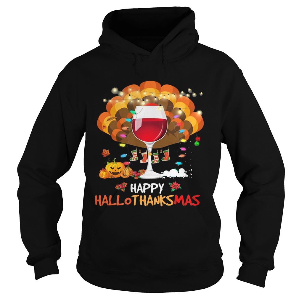 Wine turkey happy hallothanksmas halloween thanksgiving christmas shirt Wine turkey happy hallothanksmas halloween thanksgiving christmas shirt