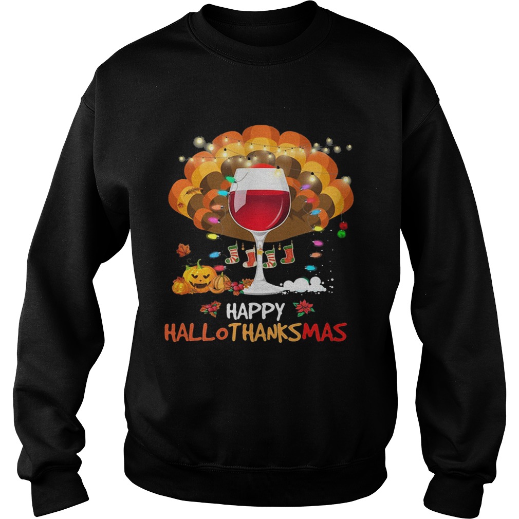 Wine turkey happy hallothanksmas halloween thanksgiving christmas shirt Wine turkey happy hallothanksmas halloween thanksgiving christmas shirt