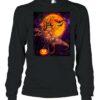 Witch Cat Ridding Dinosaur Moon Pumpkin Halloween shirt