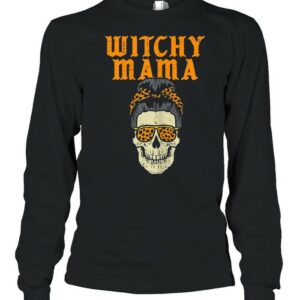 Witchy Mama Hair Bun Skeleton Mom Halloween shirt