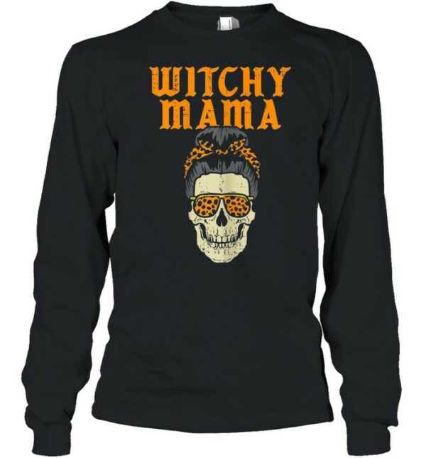 Witchy Mama Hair Bun Skeleton Mom Halloween shirt